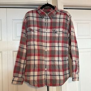 Eddie Bauer Red and Green Plaid Casual Shirt